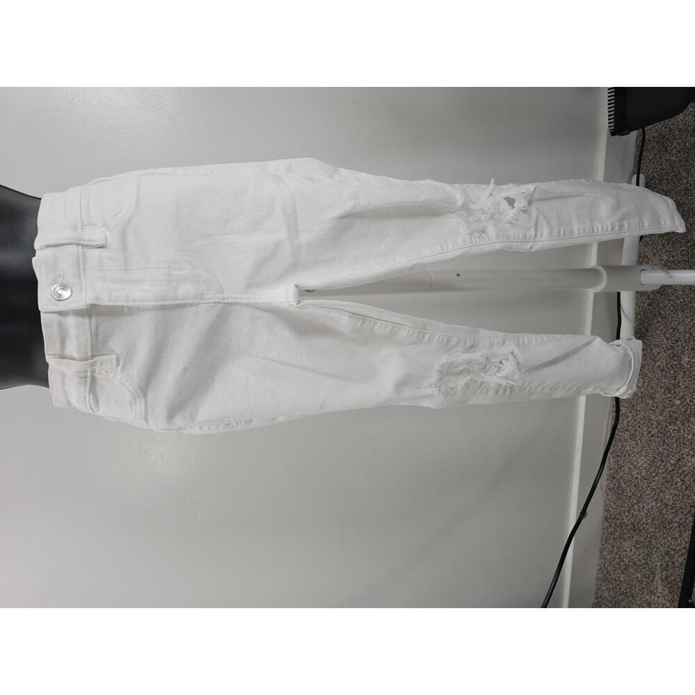 American Eagle White Distressed Hi Rise Jegging 4 Short EUC